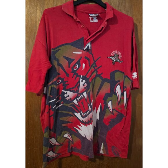 Vintage Rare Starter 90s Florida Panther Polo Big Tall Large - Picture 1 of 3
